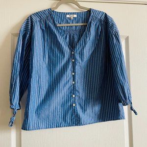 Madewell Womens V-neck 100% Cotton Striped Shirt Size S like new
